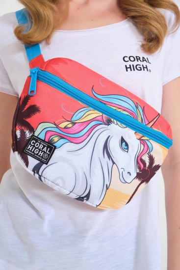 Coral High Hardal Kahverengi Unicorn Desenli Bel Çantası 22589 - 9