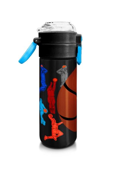 Coral High Kids Siyah Basketbol Desenli Pipetli ve Direkt İçim Çelik Termos 500 ml 31795 - 2