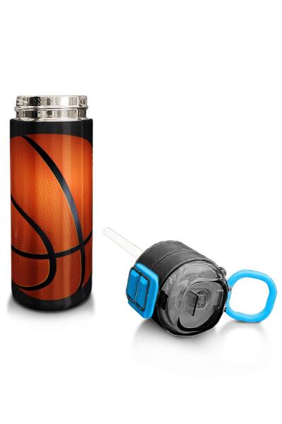 Coral High Kids Siyah Basketbol Desenli Pipetli ve Direkt İçim Çelik Termos 500 ml 31795 - 4