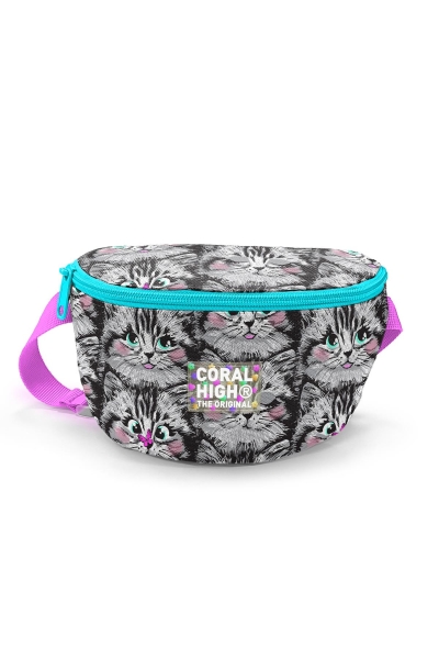 Coral High Gri Kedi Desenli Bel Çantası 11546 - 1