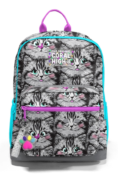 Coral High Gri Kedi Desenli Okul Sırt Çantası 23638 - 9
