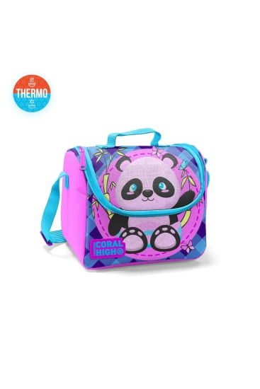 Coral High Kids Açık Pembe Mor Panda Desenli Thermo Beslenme Çantası 22743 - Coral High KIDS