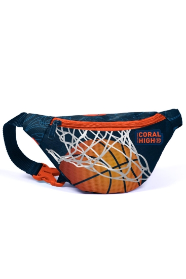 Coral High Kids Lacivert Turuncu Basketbol Desenli Bel Çantası 22551 