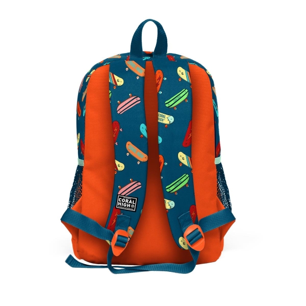 Coral High Kids Çivit Neon Turuncu Kaykay Desenli 3’lü Okul Çanta Seti SET0123723 - 5