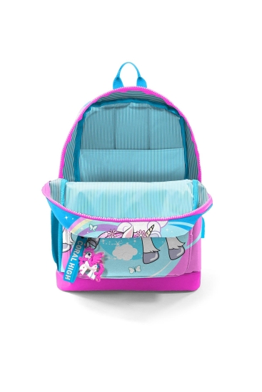 Coral High Kids Mavi Neon Pembe Unicorn Desenli Dört Bölmeli USB'li Okul Sırt Çantası 23811 - 3