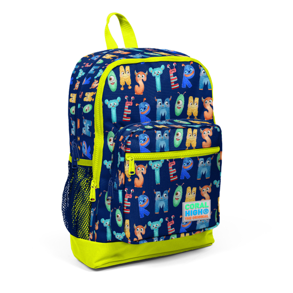 Coral High Kids Lacivert Neon Sarı Monster Desenli Dört Bölmeli USB'li Okul Sırt Çantası 23826 - 6