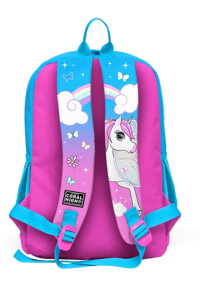 Coral High Kids Mavi Neon Pembe Ünicorn Desenli Dört Bölmeli Okul Sırt Çantası 23711 - 4