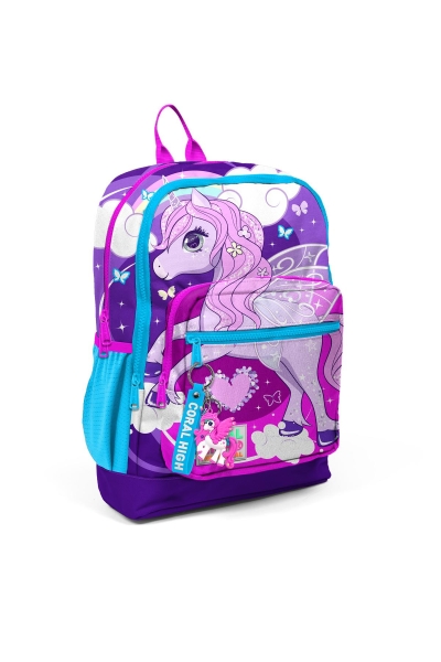 Coral High Kids Mor Pembe Unicorn Desenli Dört Bölmeli USB'li Okul Sırt Çantası 23808 - 7