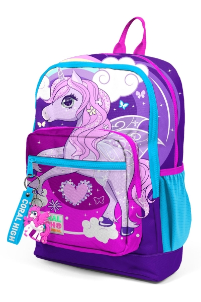 Coral High Kids Mor Pembe Unicorn Desenli Dört Bölmeli Okul Sırt Çantası 23708 - 8