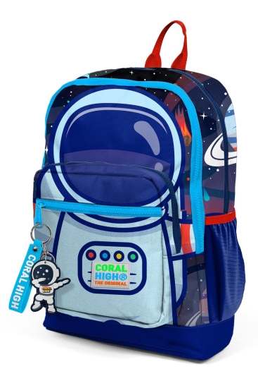 Coral High Kids Saks Mavi Astronot Desenli Dört Bölmeli Okul Sırt Çantası 23724 - 8