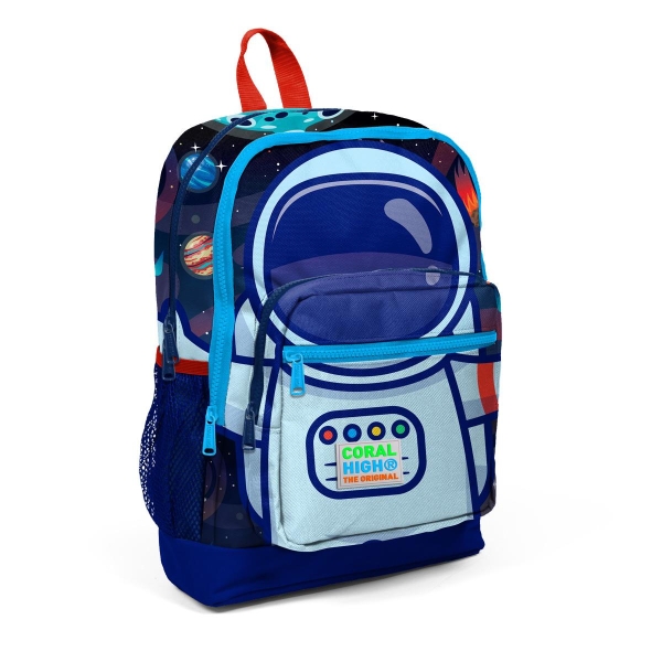 Coral High Kids Saks Mavi Astronot Desenli Dört Bölmeli USB'li Okul Sırt Çantası 23824 - 6