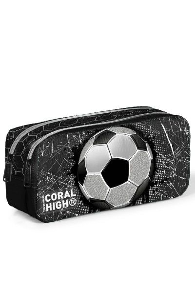 Coral High Kids Futbol Desenli İki Bölmeli Kalem Çantası 12086 - 1