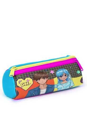 Coral High Kids Gri Mavi Pembe Anime Desenli 3’lü Okul Çanta Seti SET0123737 - 7