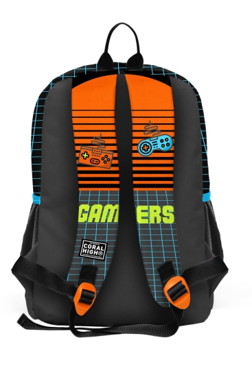 Coral High Kids Gri Turuncu Gamer Desenli 3’lü Okul Çanta Seti SET0123746 - 5