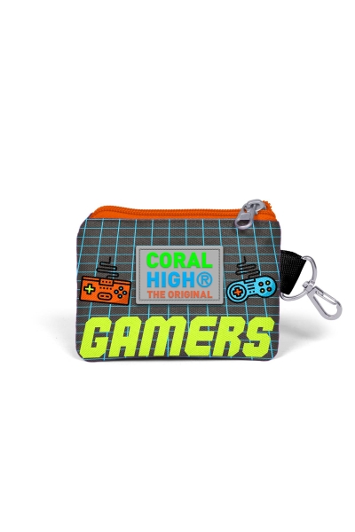 Coral High Kids Gri Turuncu Gamer Desenli Bozuk Para Çantası 21846 - 2