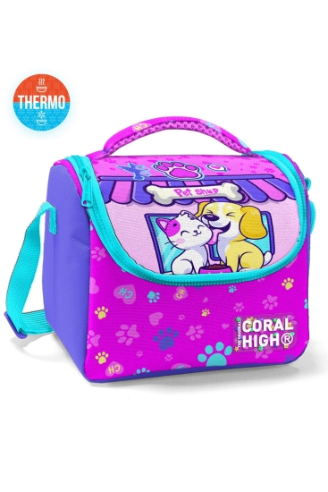 Coral High Kids Kedi Köpek Desenli Thermo Beslenme Çantası 11879 - Coral High KIDS