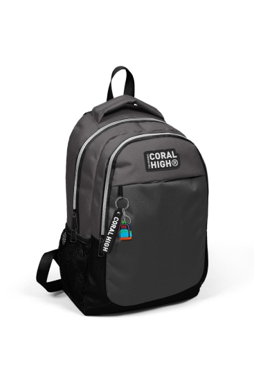 Coral High Kids Koyu Gri Siyah Üç Bölmeli USB'li Okul Sırt Çantası 24307 - 3