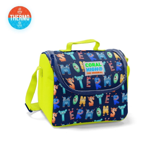 Coral High Kids Lacivert Neon Sarı Monster Desenli Thermo Beslenme Çantası 22726 