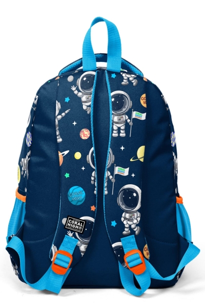Coral High Kids Lacivert Mavi Astronot Desenli Üç Bölmeli Okul Sırt Çantası 23486 - 4