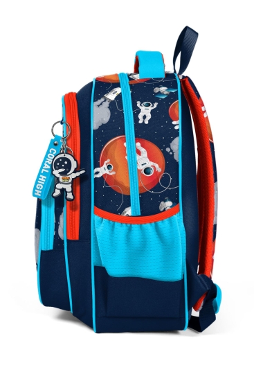 Coral High Kids Lacivert Mavi Astronot Desenli Üç Bölmeli Okul Sırt Çantası 23660 - 8