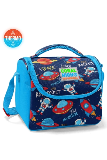 Coral High Kids Lacivert Mavi Uzay Desenli Thermo Beslenme Çantası 11807 