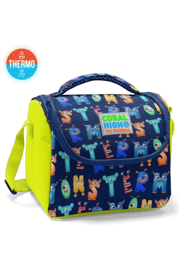 Coral High Kids Lacivert Neon Sarı Monster Desenli Thermo Beslenme Çantası 11726 