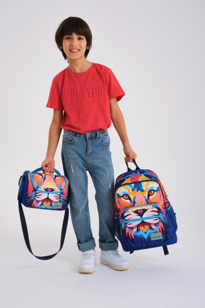 Coral High Kids Lacivert Saks Aslan Desenli 3’lü Okul Çanta Seti SET0123741 - 2