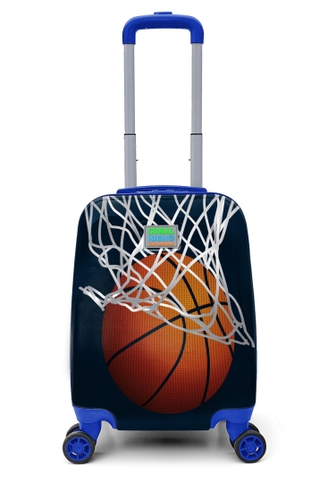 Coral High Kids Lacivert Turuncu Basketbol Desenli Çocuk Valizi 16753 - Coral High KIDS