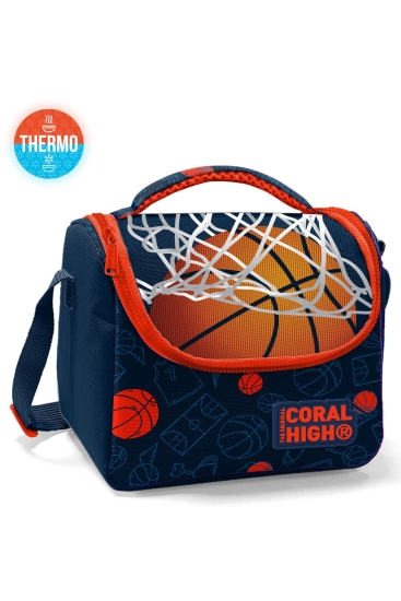 Coral High Kids Lacivert Turuncu Basketbol Desenli Thermo Beslenme Çantası 11857 
