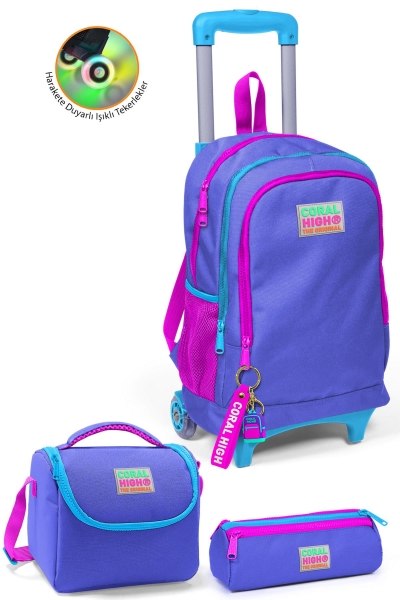 Coral High Kids Lavanta Çekçekli 3'lü Çanta Seti SET0123903 - 1