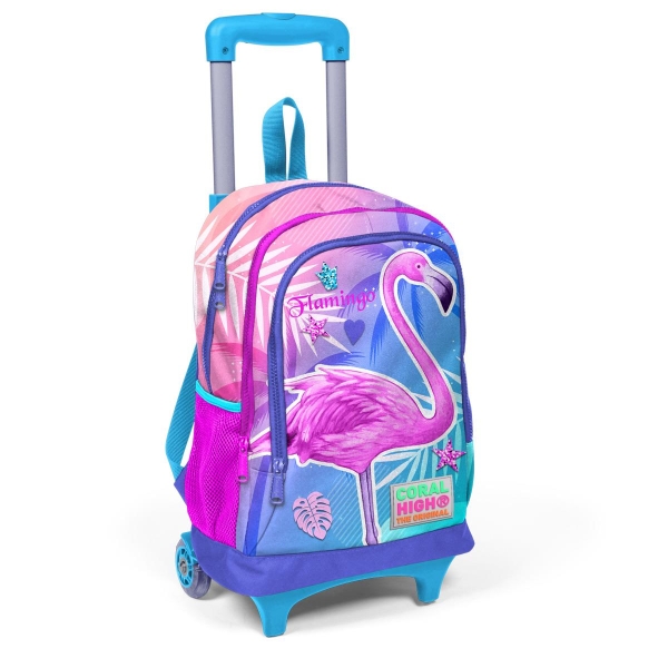 Coral High Kids Lavanta Pembe Flamingo Desenli Çekçekli 3'lü Çanta Seti SET0123905 - 2