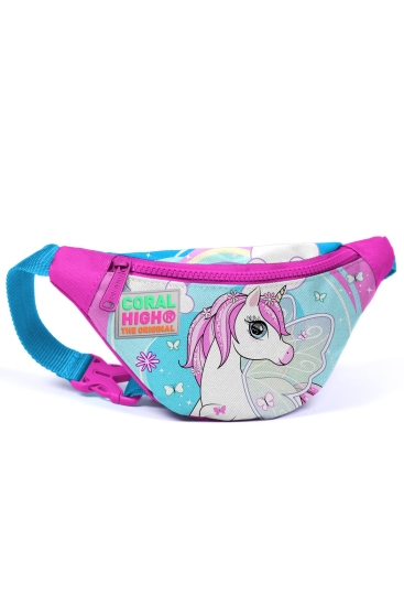 Coral High Kids Mavi Neon Pembe Unicorn Desenli Bel Çantası 22411 - Coral High KIDS