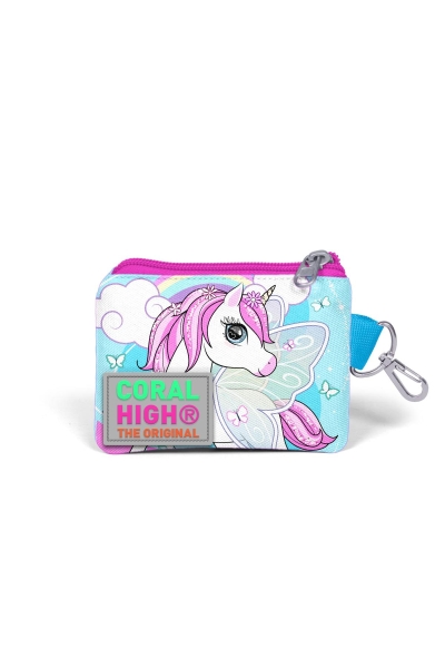 Coral High Kids Mavi Neon Pembe Unicorn Desenli Bozuk Para Çantası 21811 - 2