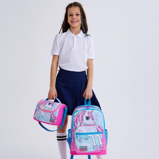 Coral High Kids Mavi Neon Pembe Unicorn Desenli 3’lü Okul Çanta Seti SET0123711 - 2