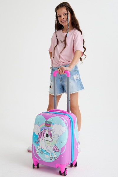 Coral High Kids Mavi Neon Pembe Unicorn Desenli Çocuk Valizi 16712 - 2