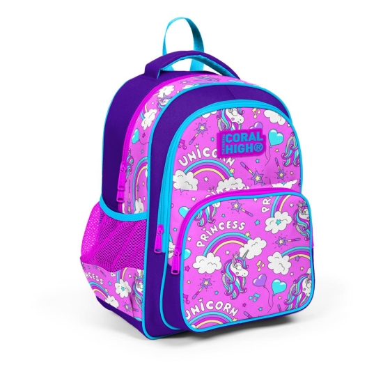 Coral High Kids Mor Açık Pembe Unicorn Desenli 3'lü Okul Çanta Seti SET0123404 - 2