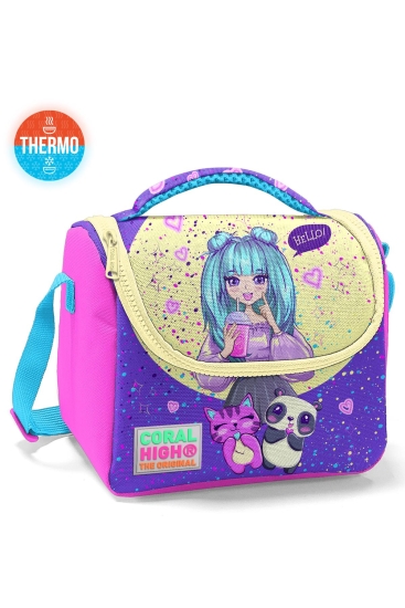 Coral High Kids Mor Pembe Anime Desenli Thermo Beslenme Çantası 11735 - Coral High KIDS