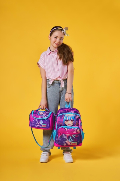 Coral High Kids Mor Pembe Anime Kedi Desenli 3’lü Okul Çanta Seti SET0123753 - 8