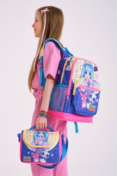 Coral High Kids Mor Pembe Anime Kız Desenli 3’lü Okul Çanta Seti SET0123735 - 2