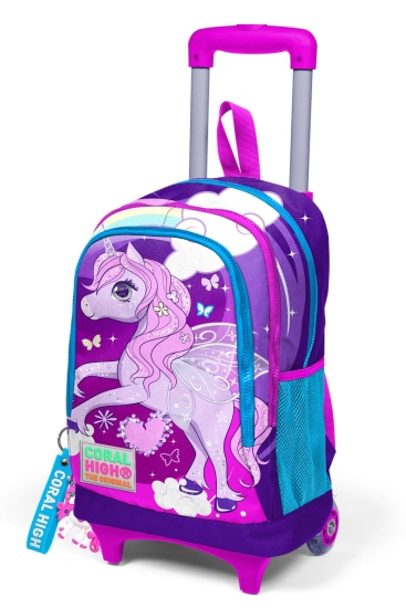 Coral High Kids Mor Pembe Unicorn Desenli Üç Bölmeli Çekçekli Okul Sırt Çantası 23908 - 6