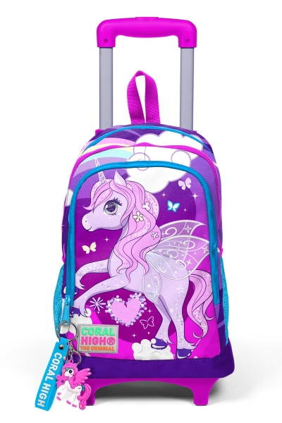 Coral High Kids Mor Pembe Unicorn Desenli Üç Bölmeli Çekçekli Okul Sırt Çantası 23908 - 9