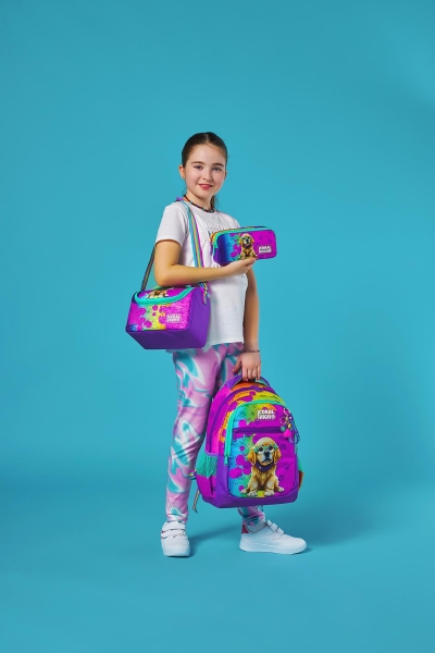 Coral High Kids Mor Pembe Köpek Desenli 3’lü Okul Çanta Seti SET0123649 - 2