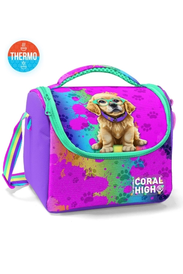 Coral High Kids Mor Pembe Köpek Desenli Thermo Beslenme Çantası 11882 