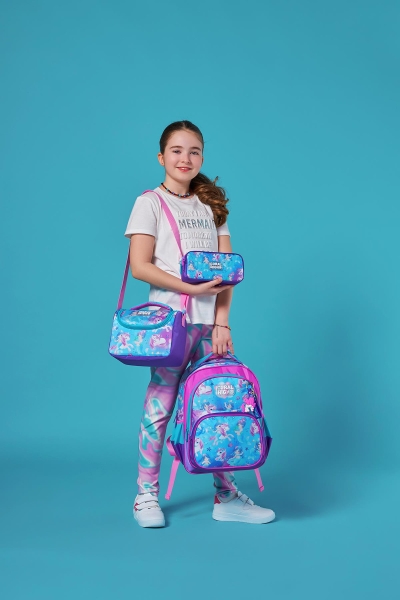 Coral High Kids Mor Pembe Unicorn Deniz Kızı Desenli 3'lü Okul Çanta Seti SET0123657 - 2