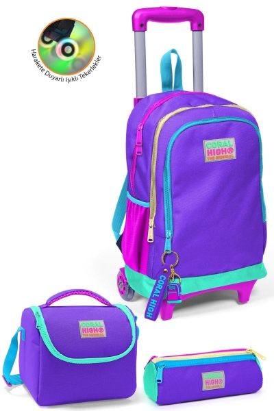 Coral High Kids Mor Renk Detaylı 3'lü Çanta Seti SET0123934 - 1