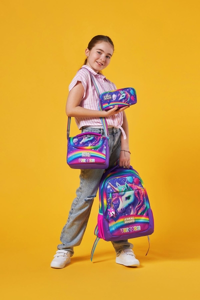 Coral High Kids Mor Simli Unicorn Desenli 3’lü Okul Çanta Seti SET0123663 - 2