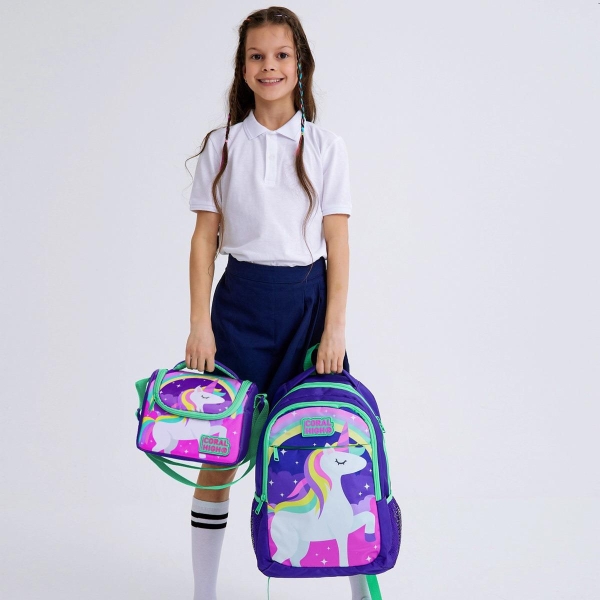 Coral High Kids Mor Su Yeşili Unicorn Desenli 3’lü Okul Çanta Seti SET0114376 - 2