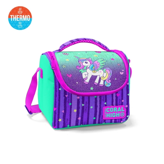 Coral High Kids Mor Su Yeşili Unicorn Desenli Thermo Beslenme Çantası 11868 