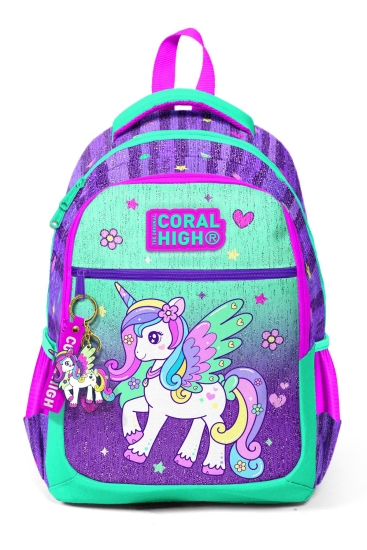 Coral High Kids Mor Su Yeşili Unicorn Desenli Üç Bölmeli Okul Sırt Çantası 23487 - 9