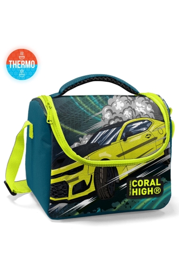 Coral High Kids Nefti Fosforlu Sarı Araba Desenli Thermo Beslenme Çantası 11852 